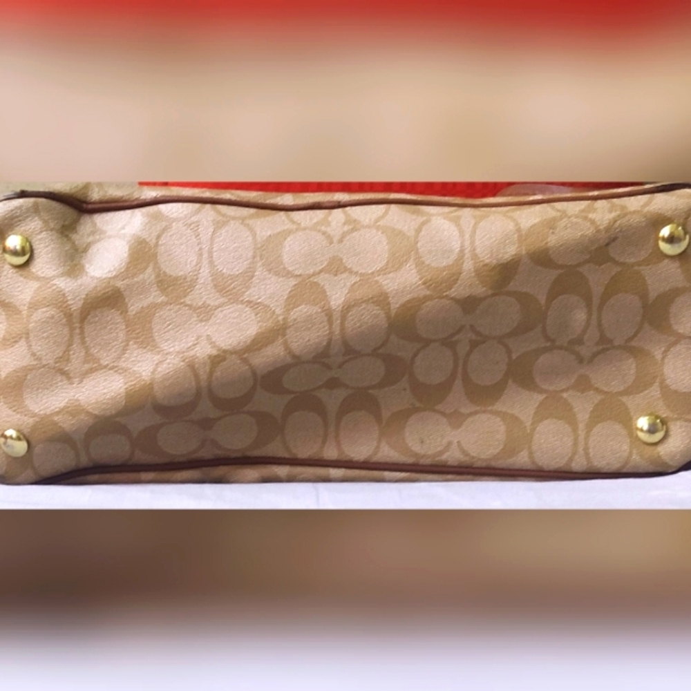 Coach New York Peyton Double Zip Carryall Khaki/Brown #C1495-F24603 pre-owned - Picture 9 of 14